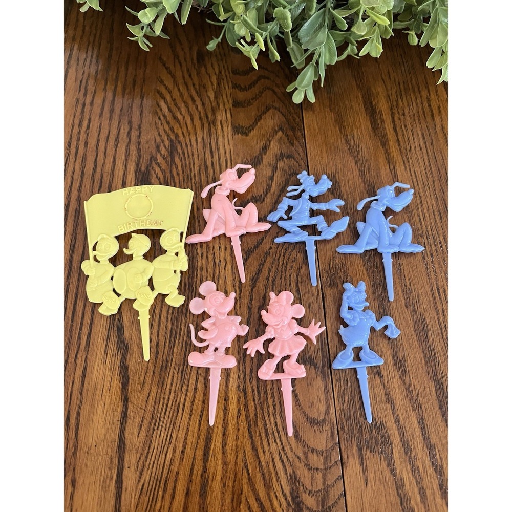 Vintage Plastic Minnie Mickey Mouse Disney Cake Topper 1960s Pluto Donald Daisy